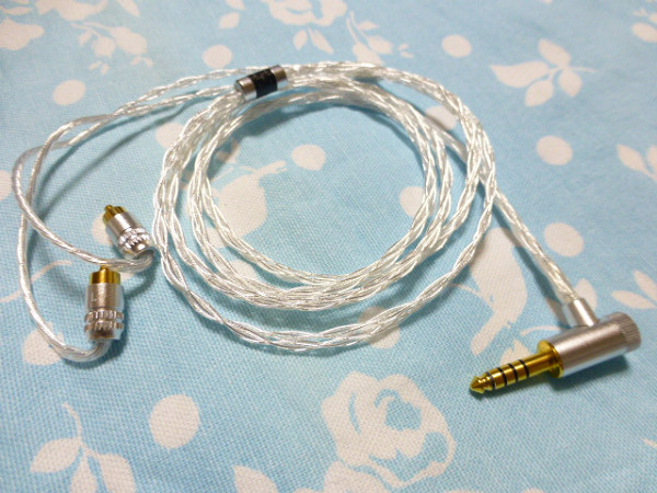 SONY IER-Z1R 用ケーブル 銀メッキOFC 八芯 ブレイド編み 4.4mm5極 L字 互換コネクタ IER-M7 IER-M9 Fiio M15 ZX507 Cayin N8_画像1