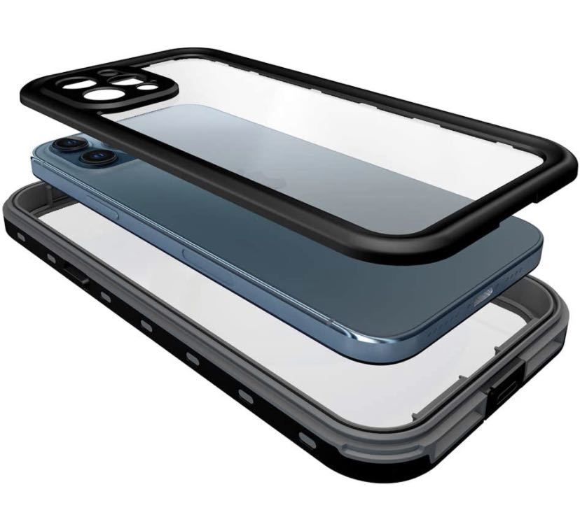 iphone 12 Pro Max 防水ケース カバー IP68規格 超強防水力 Qi充電対応 フェイスID 指紋認証対応 耐衝撃 防塵 防雪 衝撃吸収 操作便利