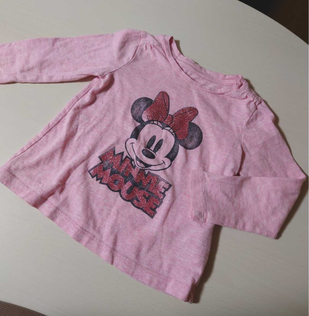 babyGAP Disney ベビーギャップ ミニー長袖Tシャツ 薄手トップス 2years 95 美品 ラメTシャツ 薄手シャツ_画像1