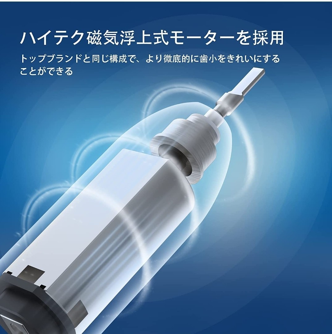 電動歯ブラシ KiVOS 超音波歯ブラシ ソニック 6本替えブラシ トラベルケース付き USB充電式