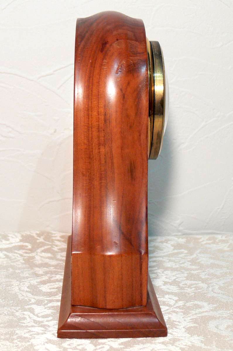 イタリア製 木製置時計◆繊細な象嵌細工 綺麗なバーズアイ杢目◆クォーツムーブメント オブジェ/置物◆W17×D6×H17cm　_画像6