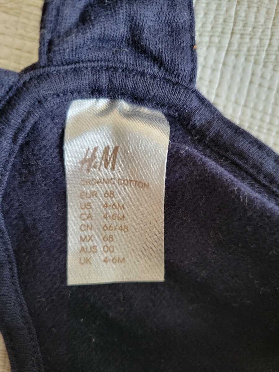 H&M オーバーオール　新生児　 70cm　サロペット　4−6month　ベビー服　4ヶ月　5ヶ月　6ヶ月 ネイビー_画像3