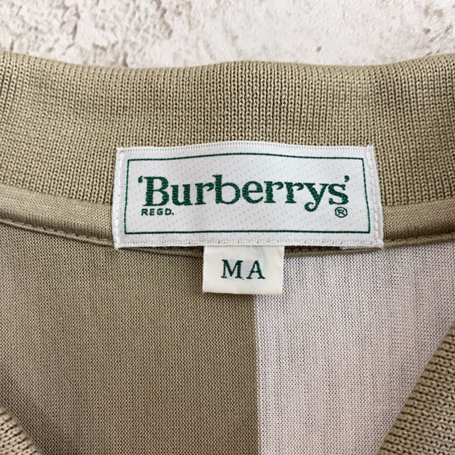 即決★BURBERRYS★メンズM 半袖 ポロシャツ バーバリーズ 三陽商会 日本製 ホース刺繍 ストライプ カットソー 半袖シャツ コットン_画像7