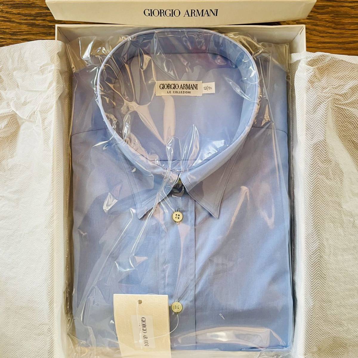 大きな割引 GIORGIO ARMANI アルマーニ　シャツ　長袖　ブルー　未使用 タグ付き 長袖シャツ
