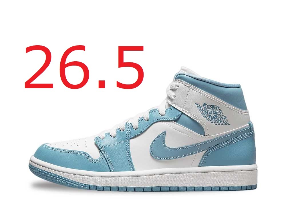 NIKE WMNS AIR JORDAN 1 MID UNIVERSITY BLUE 26.5cm ナイキ ウィメンズ エア ジョーダン ミッド ユニバーシティ ブルー 国内黒タグ