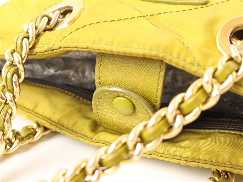 ☆PRADA【プラダ】チェーンショルダーバッグ☆キルティング☆山吹色