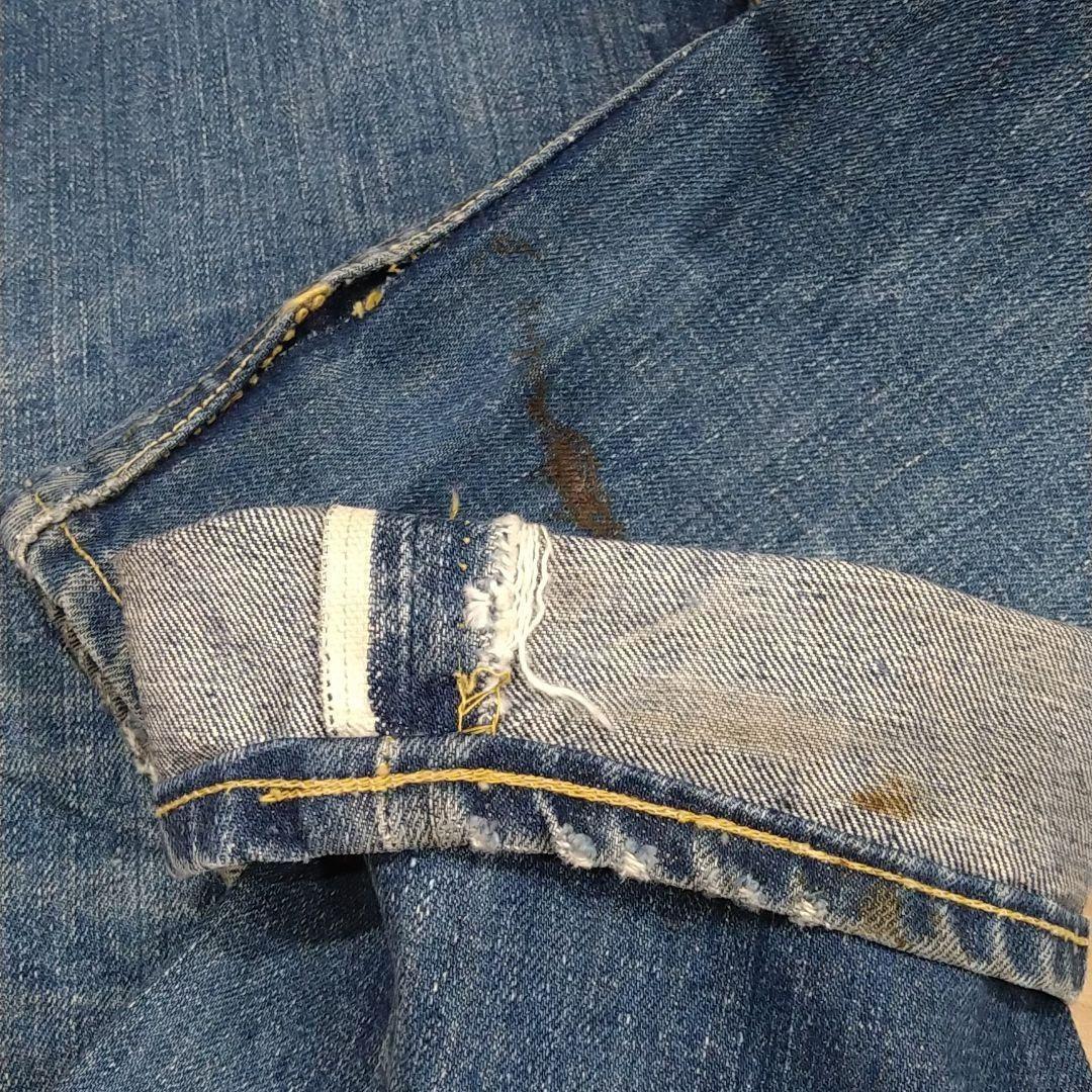 レア 60s 70s LEVIS BIGE 505 片耳 ビンテージ vintage ヴィンテージ LEVI'S 606 ダメージ有 黒カン イエローステッチ 501 519　W29_画像6