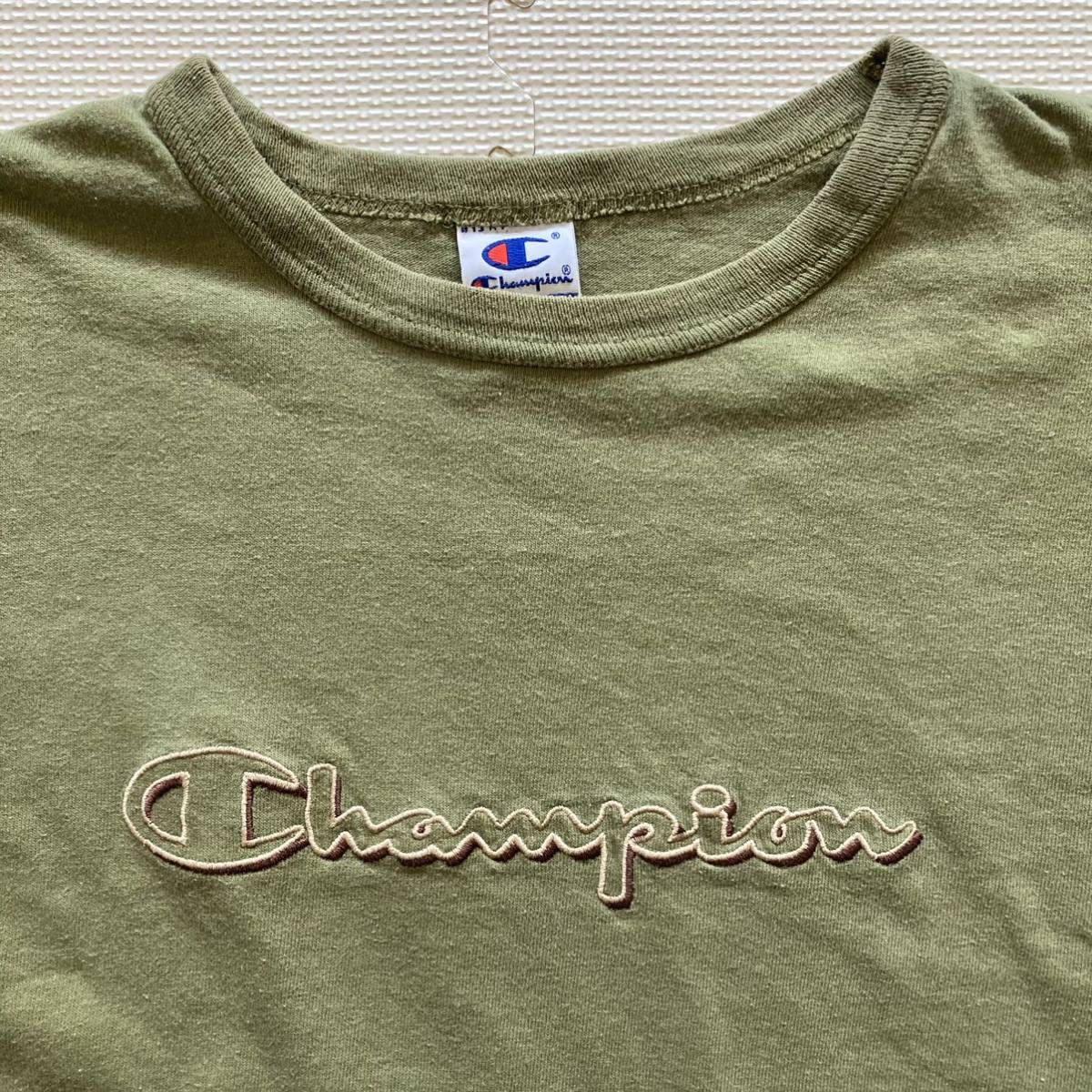 90's Champion チャンピオン USA製 ロゴ刺繍 半袖 Tシャツ L_画像3