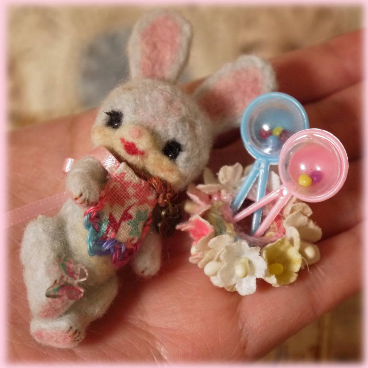 羊毛フェルト ちびウサギのdoll ももちゃん www.browhenna.it