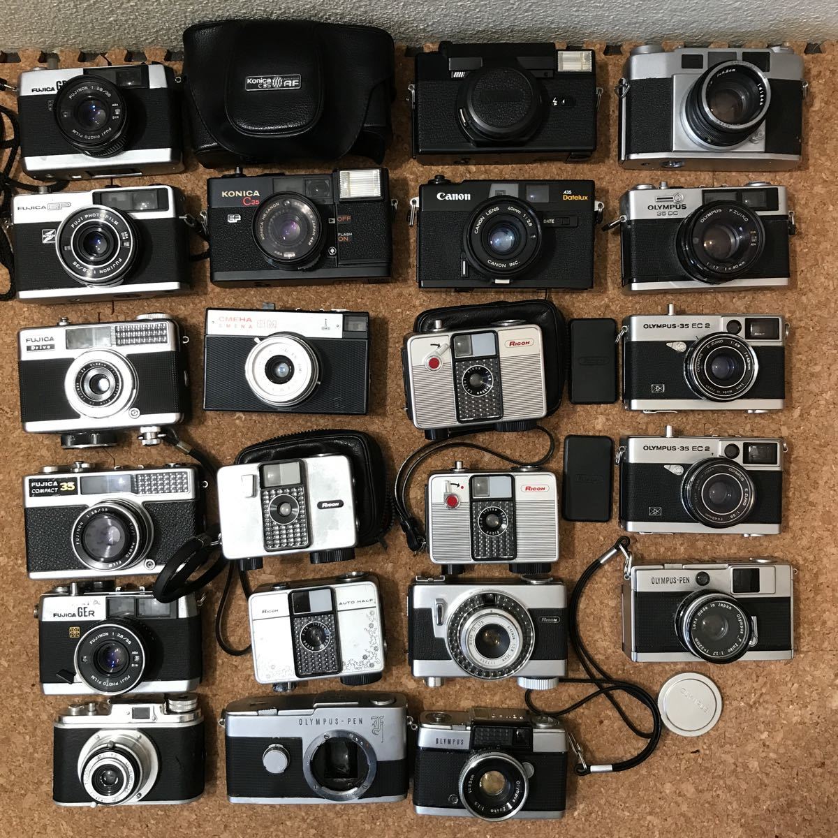 コンパクトカメラ,ハーフカメラなど 22台 まとめて ジャンク OLYMPUS Pen F,EED,D,35-S,EC2,DC,Ricoh auto half,Konica C35,Fujitaなど_画像1