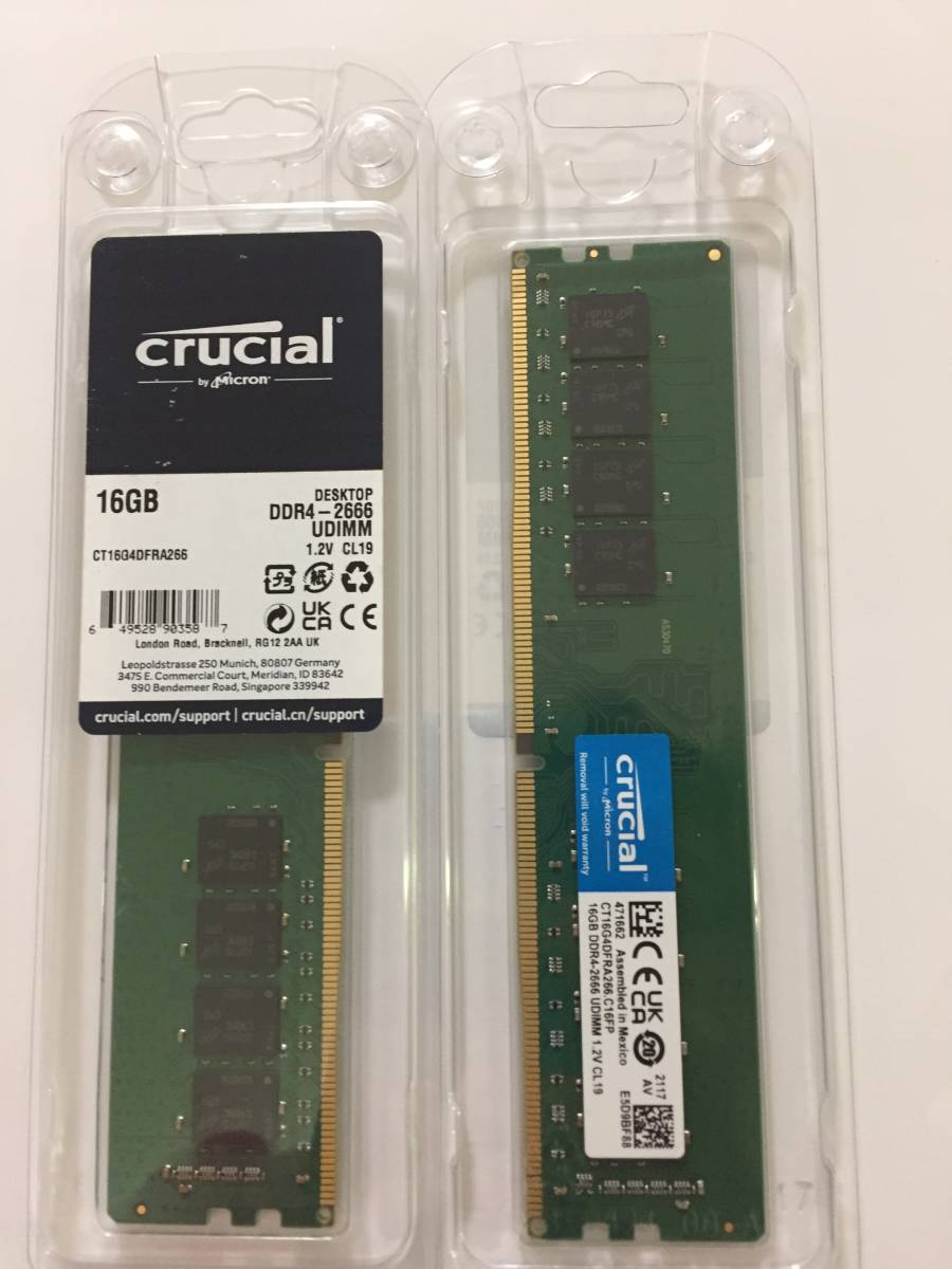Crucial 16GB 2枚 デスクトップPC用メモリ DDR4 2666 MT/s(PC4-21300 