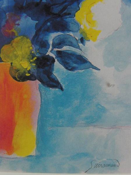 ポール・ギアマン、窓辺の花束、希少画集画、版上サイン入_画像2