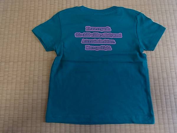 【新品】オリジナルメッセージTシャツ(ハリウッドスター)　１００ｃｍ　アップルグリーン×ピンク　お祝い・プレゼント_画像2