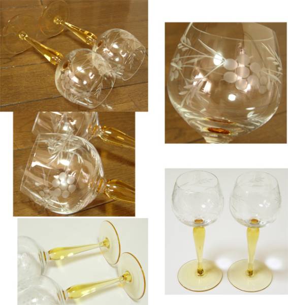 英国購入 レトロ グラス 2個/ ARTDECO,カットグラス,ワイン,アールデコ,ENGLAND,イギリス,GB,UK_画像3