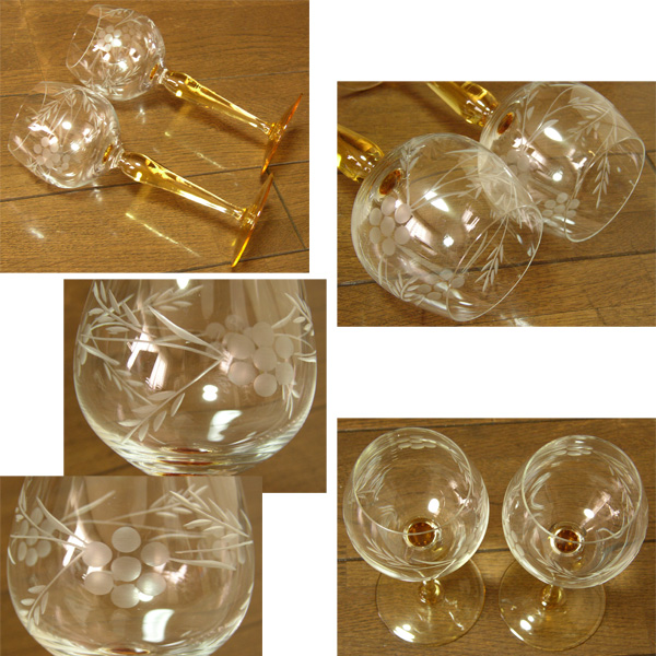 英国購入 レトロ グラス 2個/ ARTDECO,カットグラス,ワイン,アールデコ,ENGLAND,イギリス,GB,UK_画像2