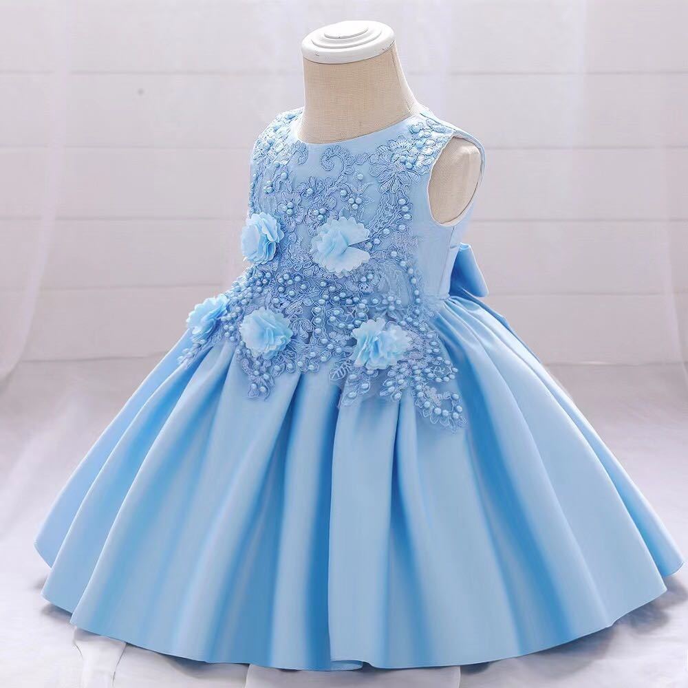 100cm child dress Kids dress beige Be dress presentation formal formal dress wedding two next . The Seven-Five-Three Festival . birthday dress One-piece light blue 