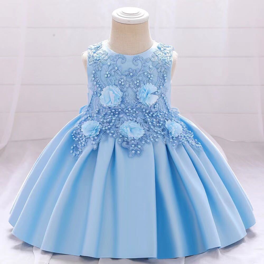 100cm child dress Kids dress beige Be dress presentation formal formal dress wedding two next . The Seven-Five-Three Festival . birthday dress One-piece light blue 