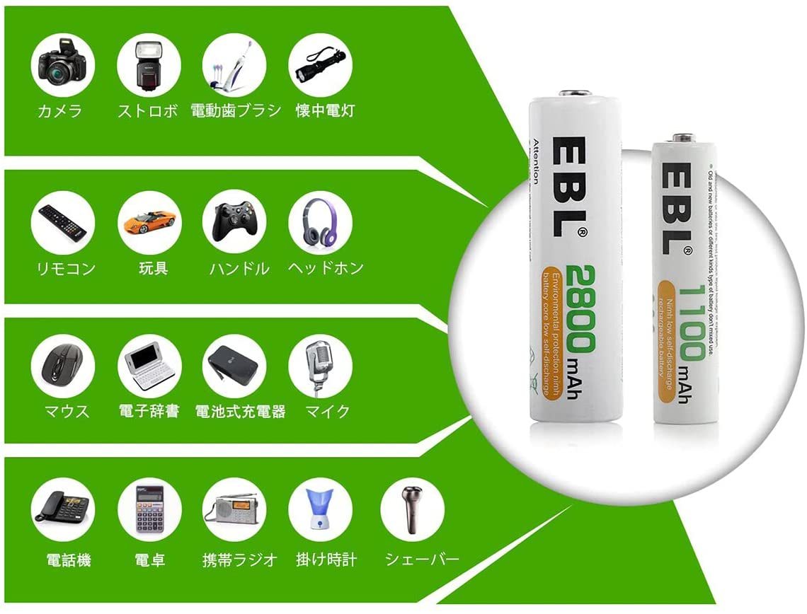 EBL 単三電池 8本入り 大容量充電池 2800mAh 単3充電池 ニッケル水素単3形充電式電池 約1200回繰り返し電池充電 _画像7