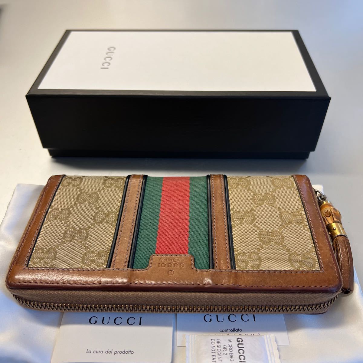 未使用に近い! グッチ GUCCI 財布 長財布 GGキャンバス シェリー