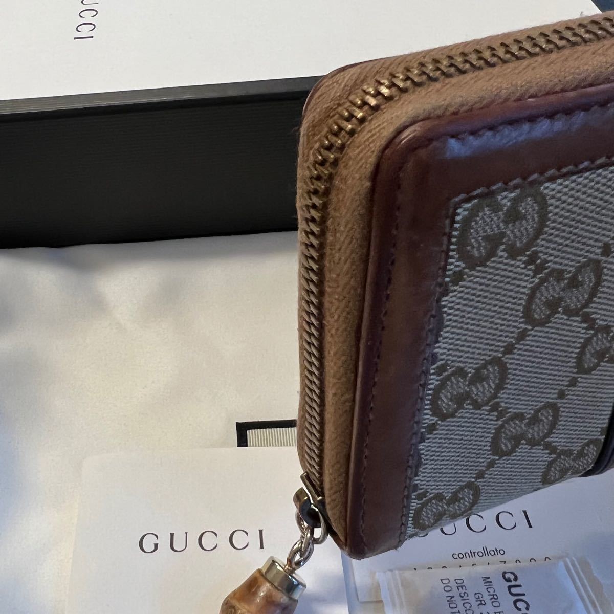 未使用に近い! グッチ GUCCI 財布 長財布 GGキャンバス シェリー