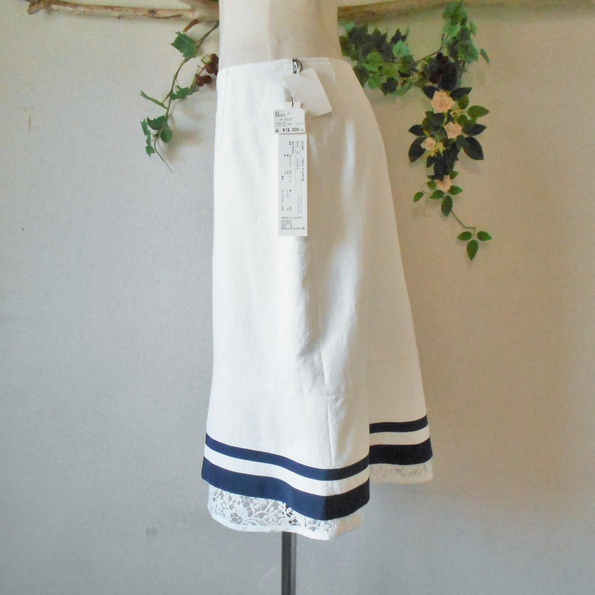 新品 タグ付き 19000円 ミュールクール mur,e coeur 麻 混 裾 レース の 素敵 な スカート 日本製 40_画像6