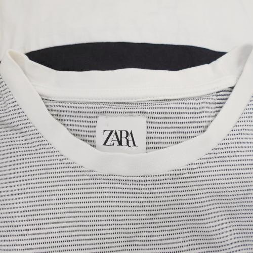 ザラ ZARA メンズ S 半袖 Tシャツ カットソー コットン100％ 白 ホワイト 紺 ネイビー トップス_画像7
