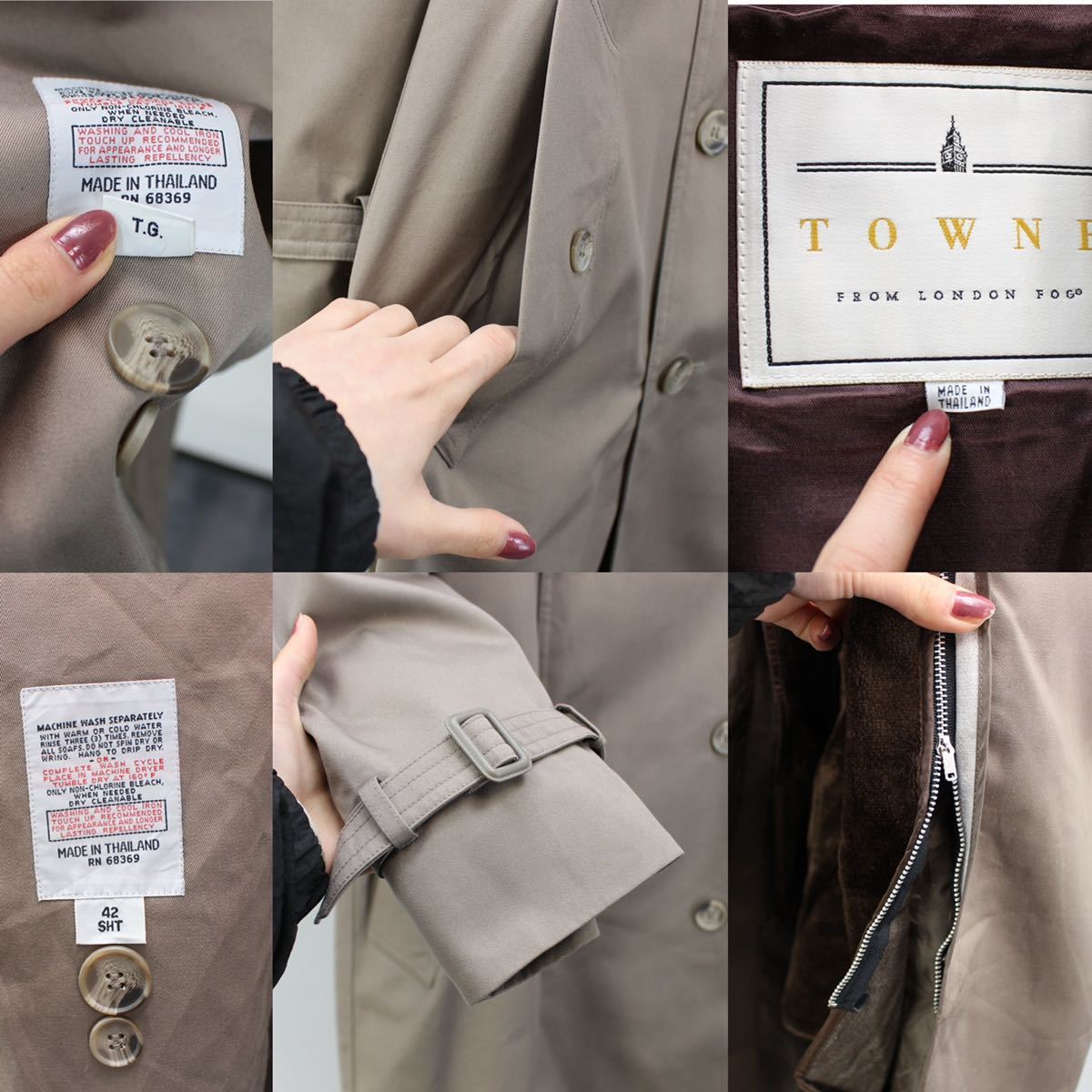 USA VINTAGE TOWNE BY LONDON FOG TRENCH COAT WITH LINER MADE IN SRILANKA/アメリカ古着ロンドンフォグライナー付きトレンチコート_画像10