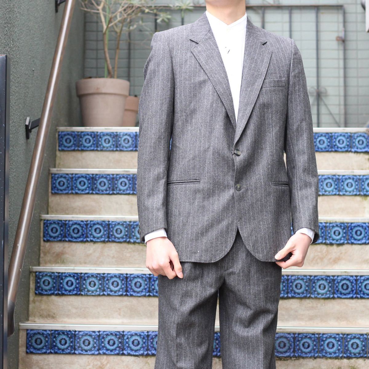 EU VINTAGE MARCELLO LINEA STRIPE PATTERNED SET UP  SUIT/ヨーロッパ古着ストライプ柄セットアップスーツ