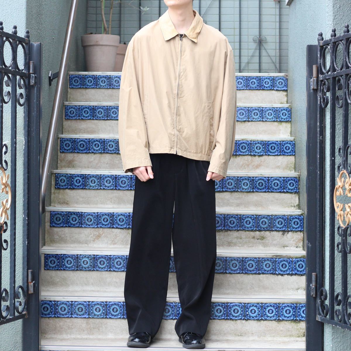 USA VINTAGE NAUTICA LEATHER COLLAR ZIP BLOUSON/アメリカ古着 USA VINTAGE NAUTICA LEATHER COLLAR ZIP BLOUSON/アメリカ古着