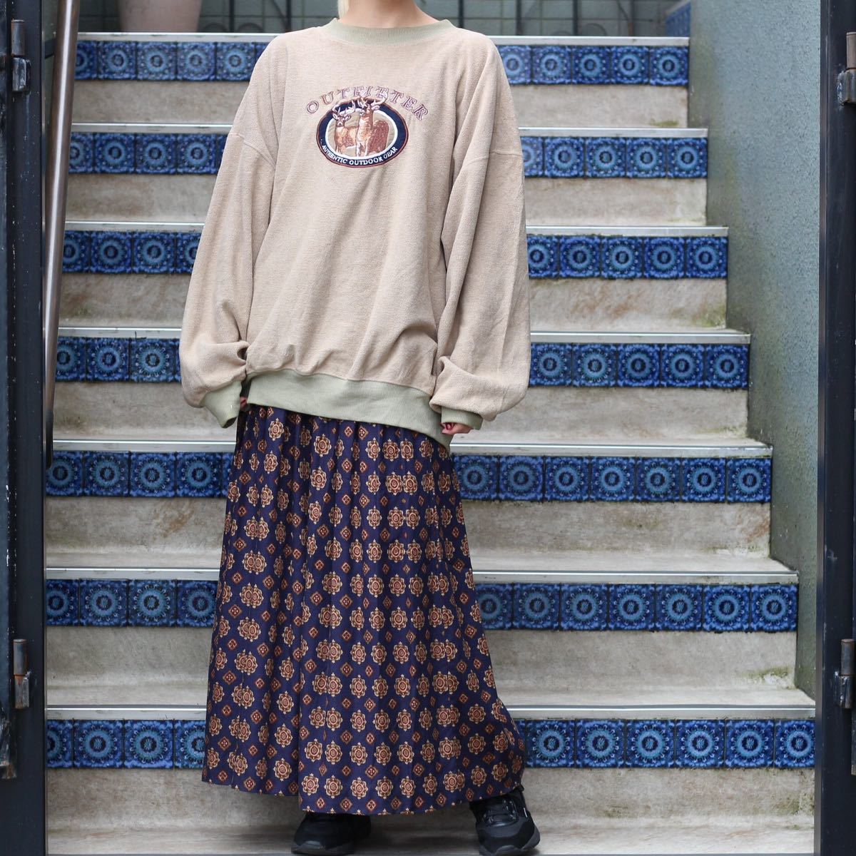 USA VINTAGE PATTERNED ALL OVER LONG SKIRT/アメリカ古着総柄ロングスカート