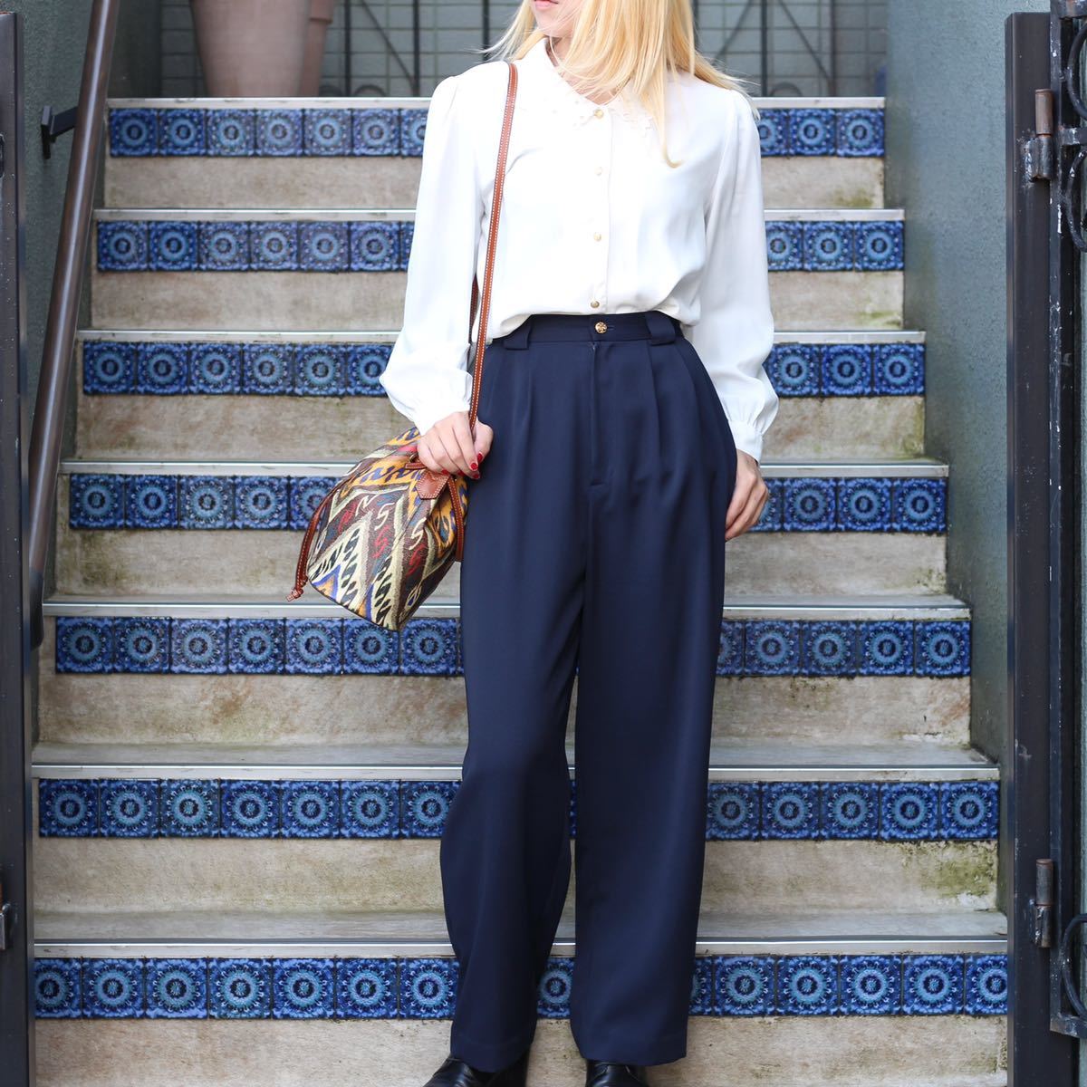 RETRO VINTAGE STRIPE PATTERNED STRAIGHT PANTS/レトロ古着ストライプ柄ストレートパンツ