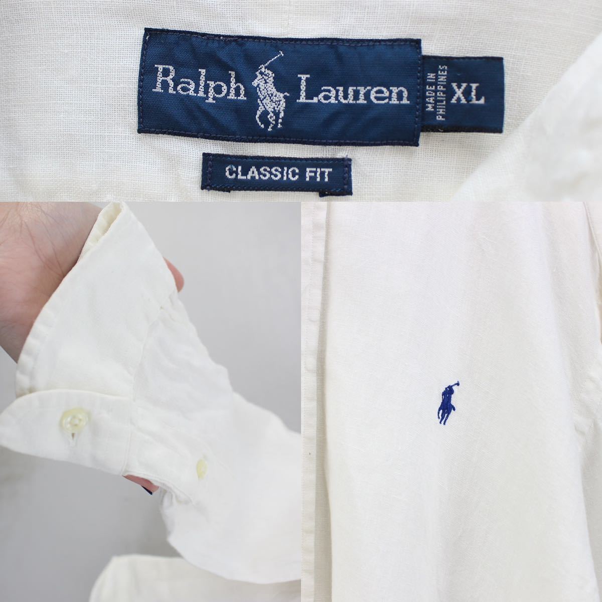 USA VINTAGE Ralph Lauren HORSE EMBROIDERY LINEN SHIRT/アメリカ古着ラルフローレンホース刺繍リネンシャツ