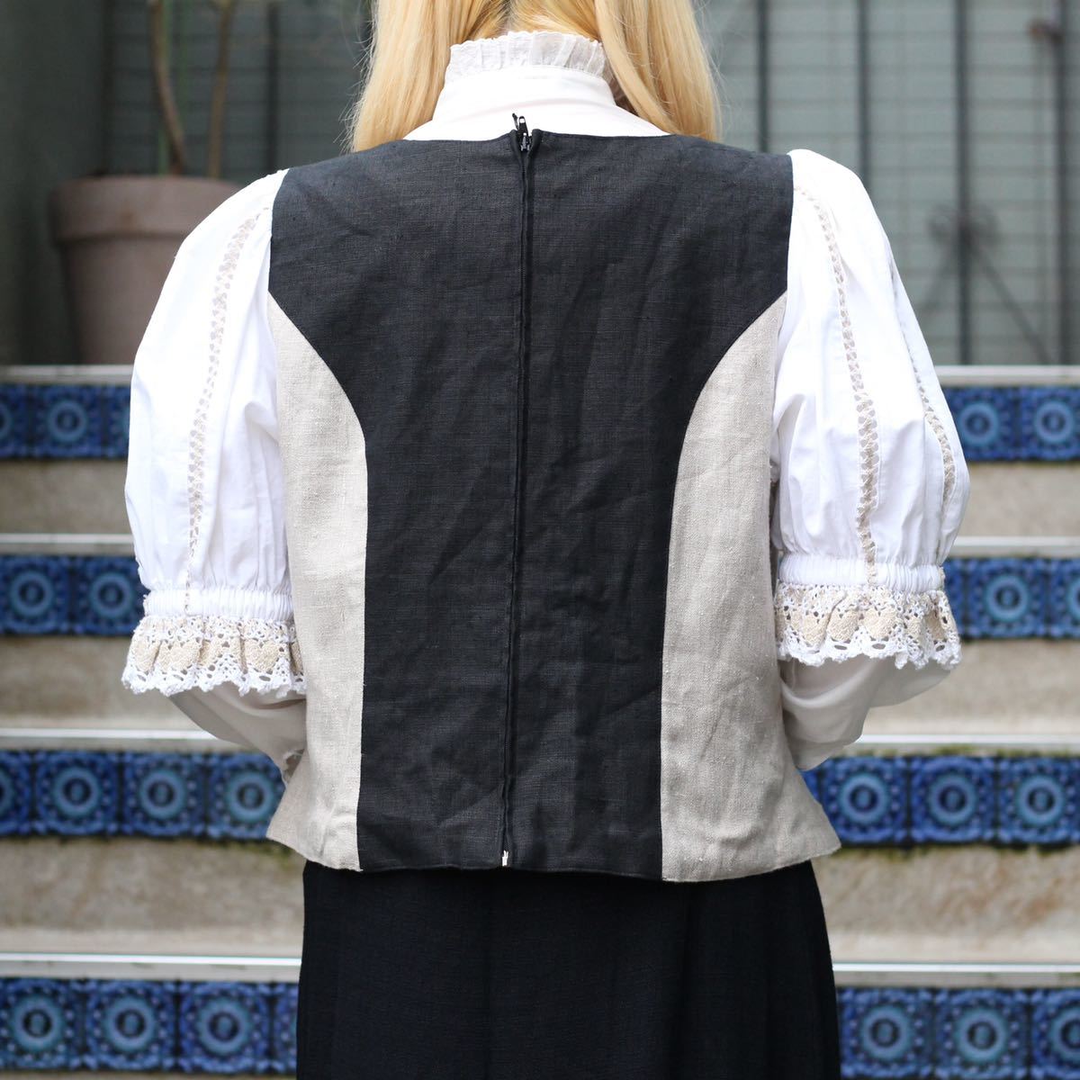 EU VINTAGE COUNTRY LACE DESIGN TYROLEAN BLOUSE/ヨーロッパ古着