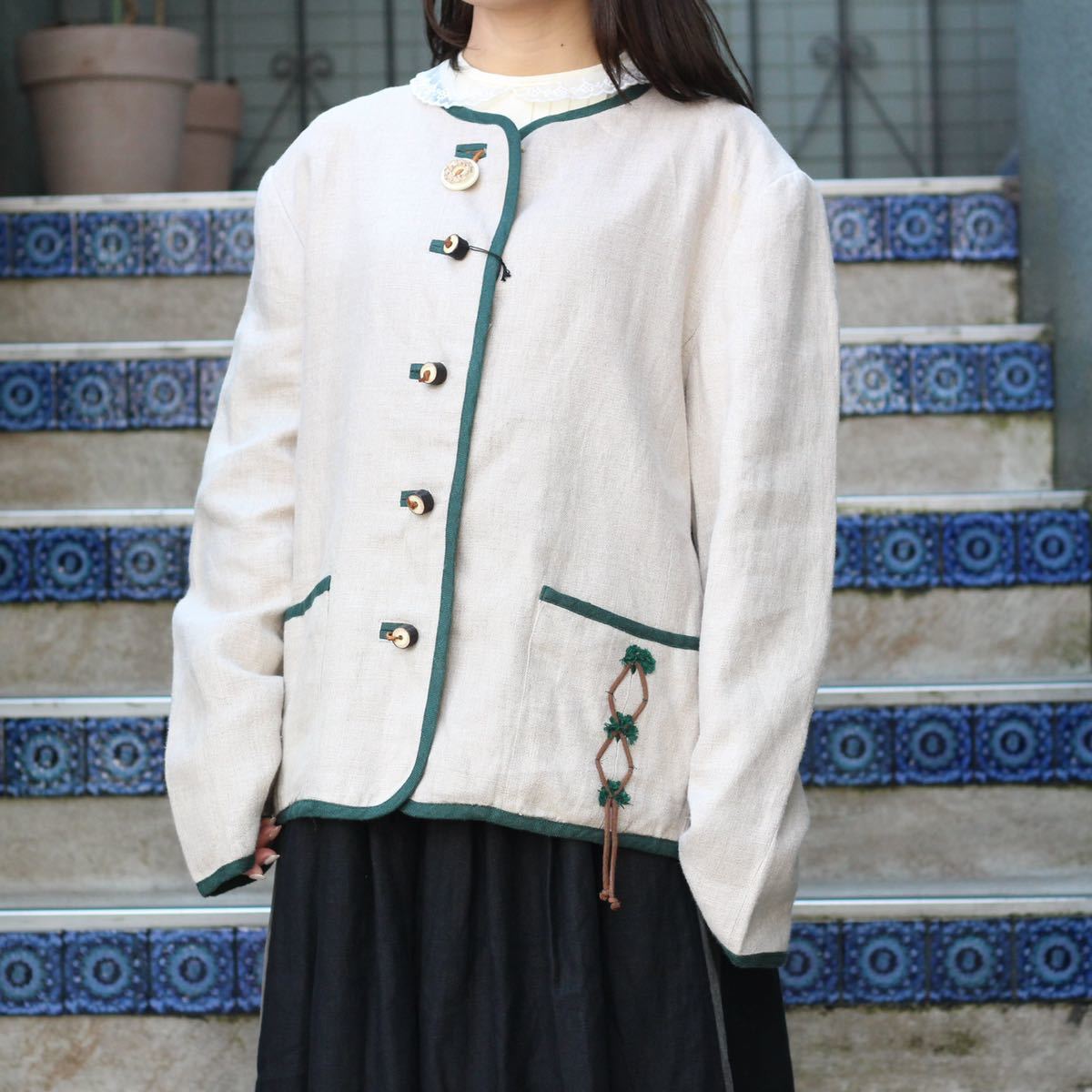 EU VINTAGE PIPING DESIGN TYROLEAN JACKET/ヨーロッパ古着パイピング