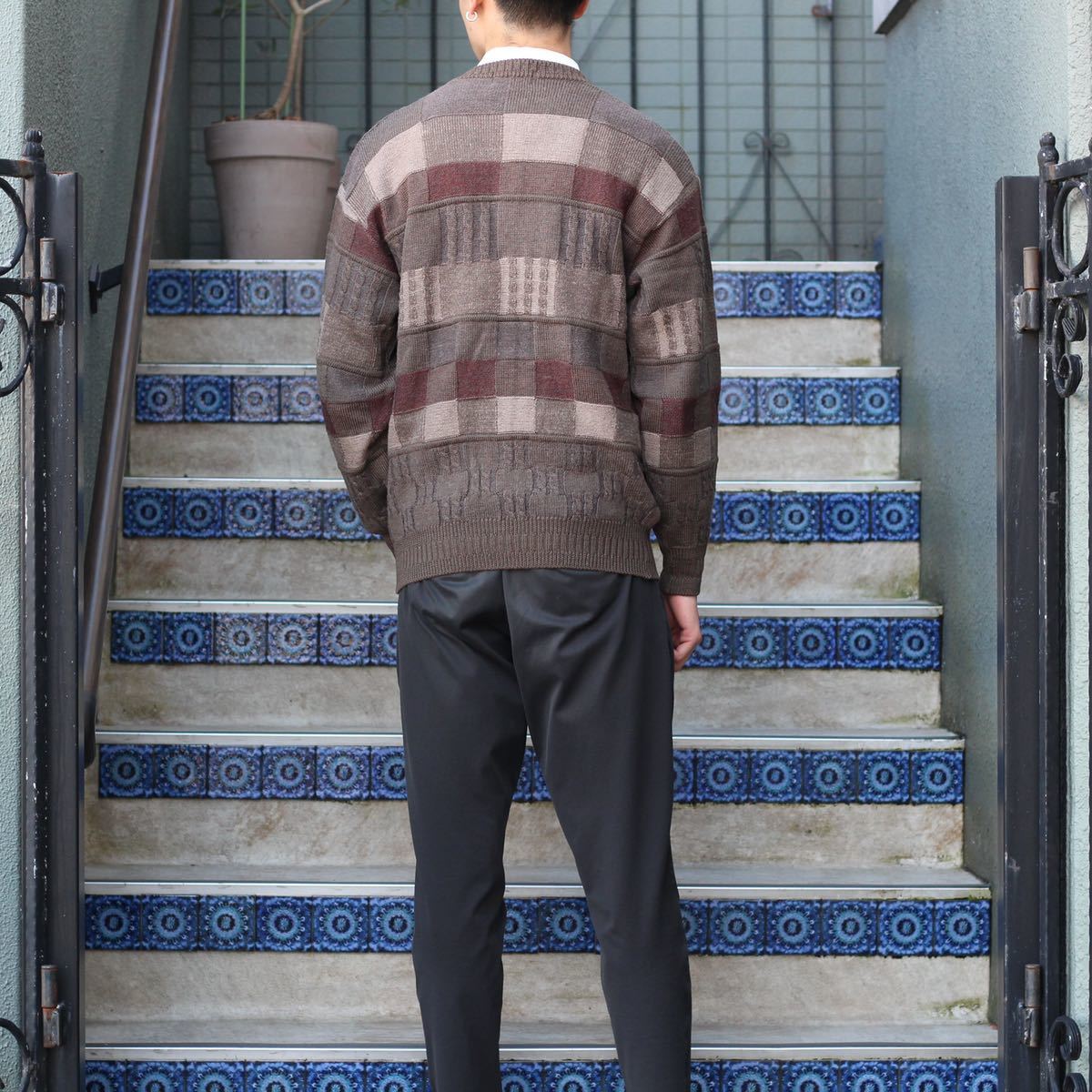 RETRO VINTAGE GIANFRANCO OTTAVIANI RETRO DESIGN KNIT  CARDIGAN/レトロ古着レトロデザインニットカーディガン