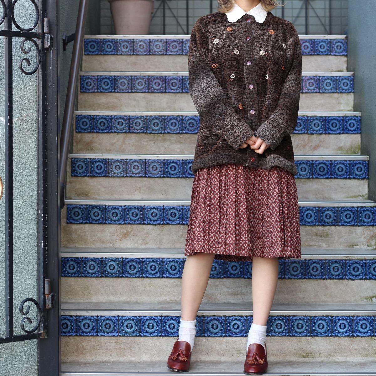 RETRO VINTAGE ALT MODER FLOWER EMBROIDERY KNIT CARDIGAN/レトロ古着
