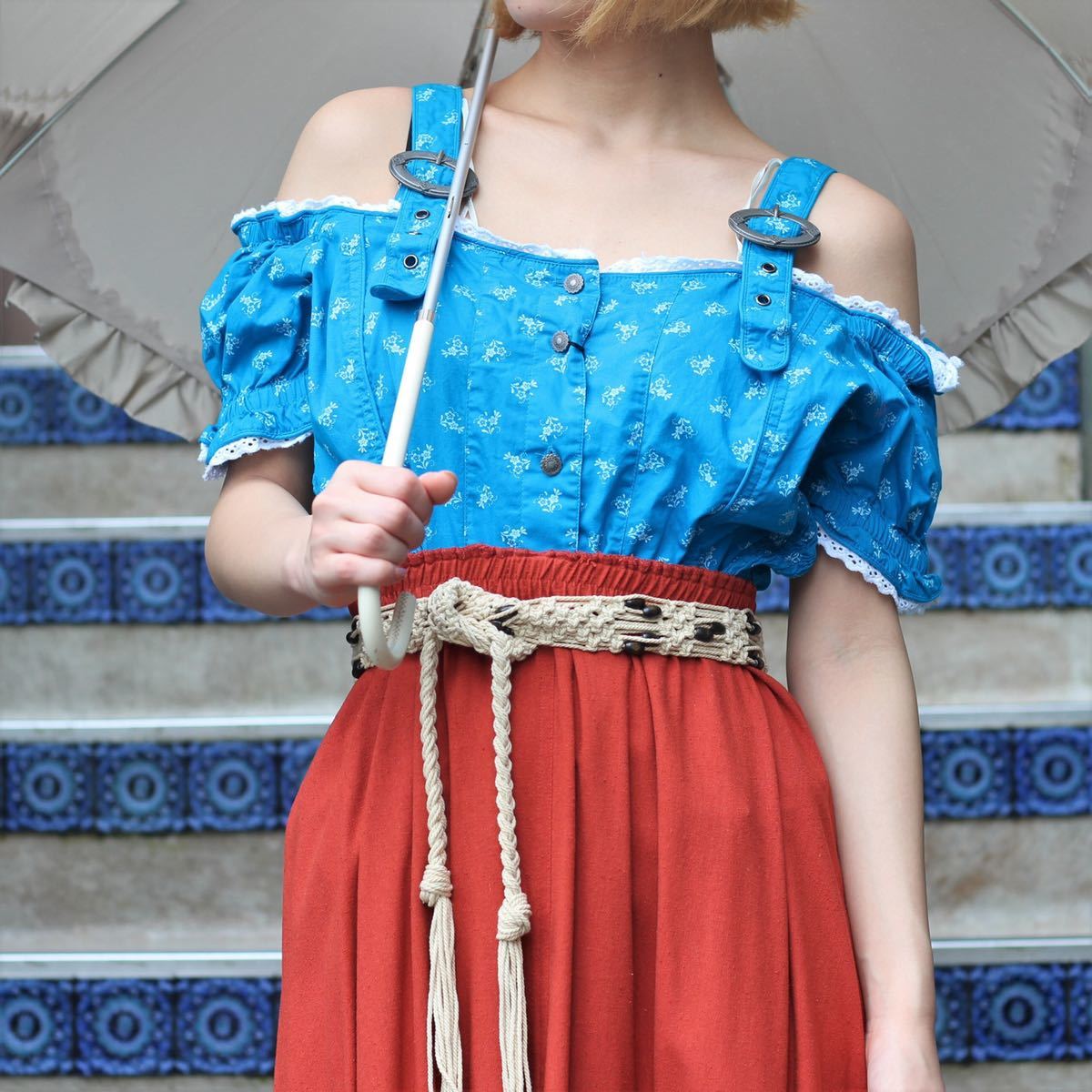EU VINTAGE TYROLIAN DESIGN BLOUSE/ヨーロッパ古着チロリアンデザイン
