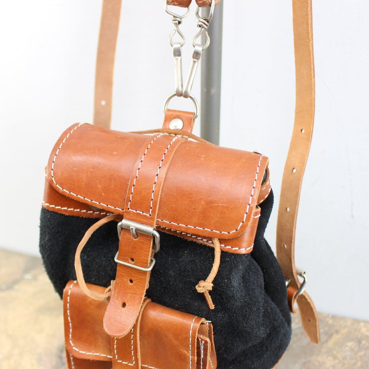 RETRO VINTAGE LEATHER MINI RUCK SUCK/レトロ古着レザーミニリュック