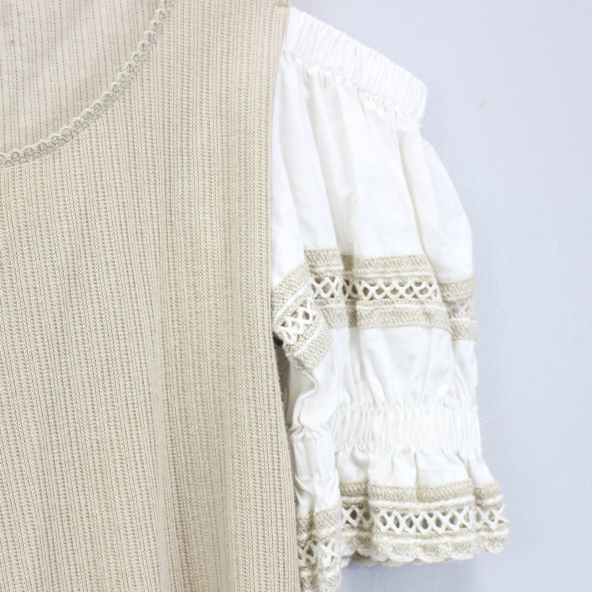 EU VINTAGE LANDHAUS LACE DESIGN OFF SHOULDER TYROLEAN TOPS/ヨーロッパ古着レースデザインオフショルダーチロリアントップス_画像7