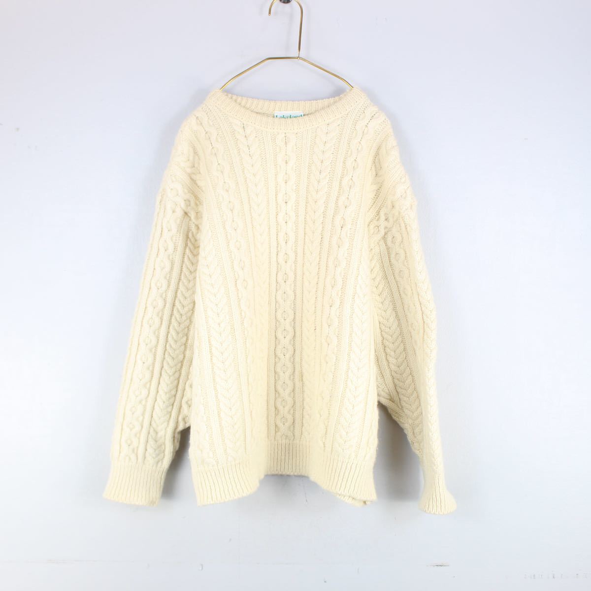 EU VINTAGE LAKELAND WOOL CABLE KNIT MADE IN IRELAND/ヨーロッパ古着