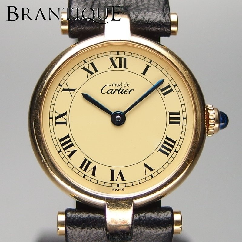 【人気モデル 電池交換済】CARTIER must de Cartier Vendome マスト ヴァンドーム ヴェルメイユ SV925xGP QZ レディース 腕時計 「18188」_画像1
