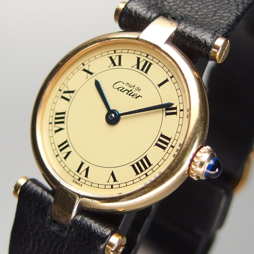【人気モデル 電池交換済】CARTIER must de Cartier Vendome マスト ヴァンドーム ヴェルメイユ SV925xGP QZ レディース 腕時計 「18188」_画像2