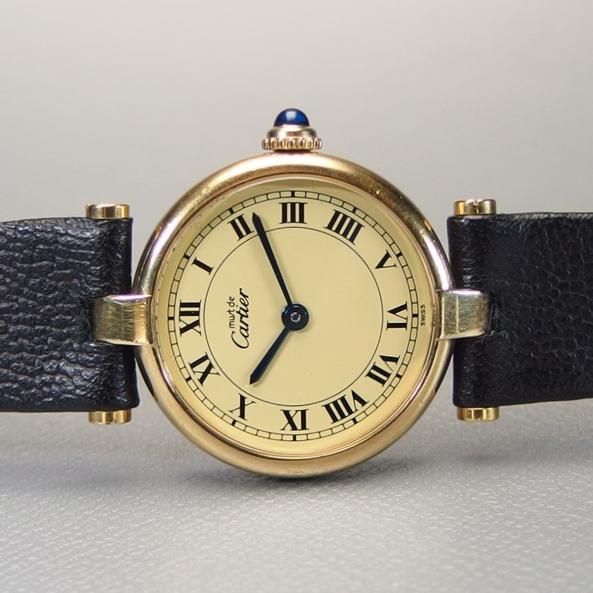 【人気モデル 電池交換済】CARTIER must de Cartier Vendome マスト ヴァンドーム ヴェルメイユ SV925xGP QZ レディース 腕時計 「18188」_画像5