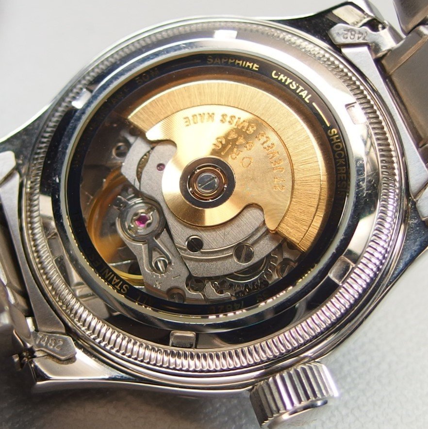 【希少 未使用保管品】ORIS オリス ビッグクラウン コマンダー 644 7482GHM 自動巻 SS スモセコ バックスケルトン メンズ 腕時計 「18056」_画像8