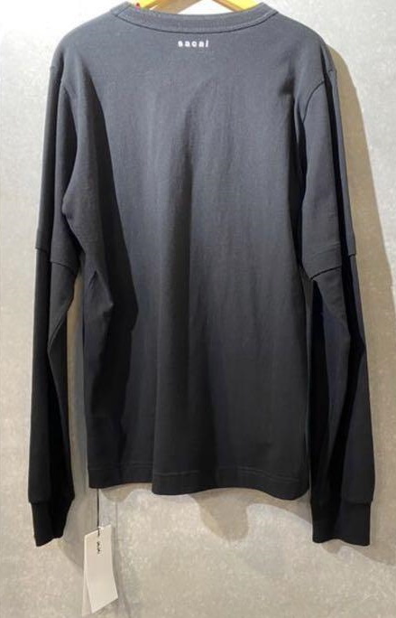 sacai KAWS Flock Print Long Sleeve T-Shirt 新品 Black / White サイズ3 (L) サカイ カウズ フロックプリント L/S Tシャツ 長袖 黒_画像2