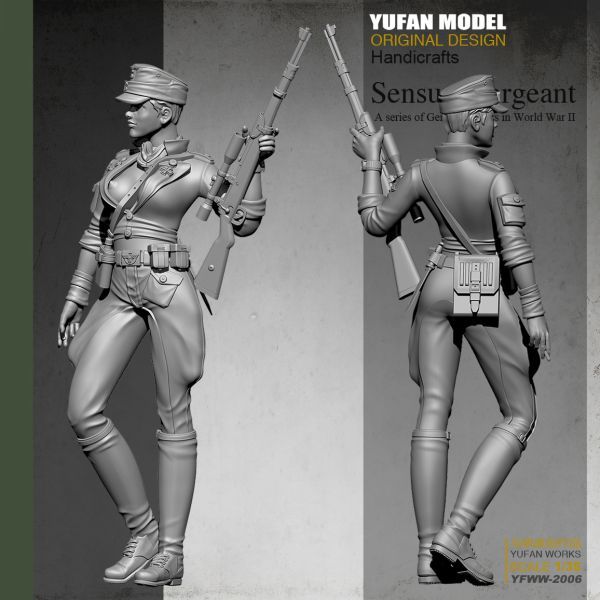 【新品】1/35 WW2 ナチス ドイツ軍 セクシー 女性狙撃兵士 スナイパー 未塗装 レジン製 組み立て キット フィギュア ガレージキット H028_画像3