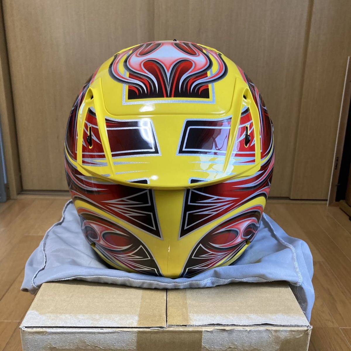 極美品 SHOEI X-Eleven M バーミューレン イエロー 煉獄さん 新品内装 ミラーシールド フレイム ファイヤー エックスイレブン X-11_画像5