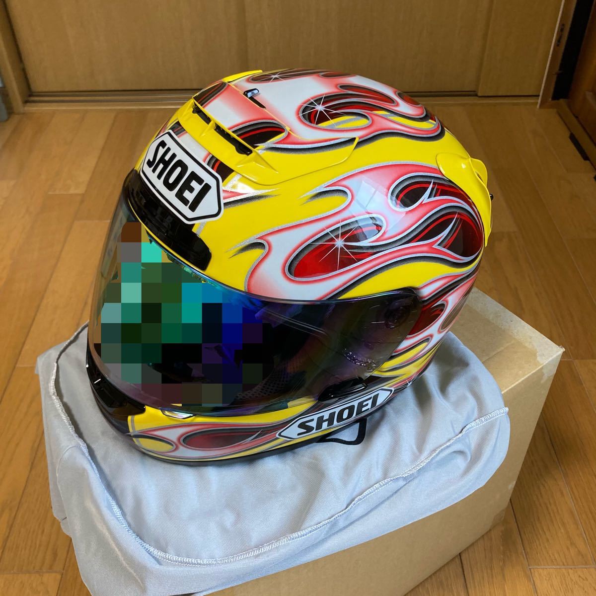 極美品 SHOEI X-Eleven M バーミューレン イエロー 煉獄さん 新品内装 ミラーシールド フレイム ファイヤー エックスイレブン X-11_画像1