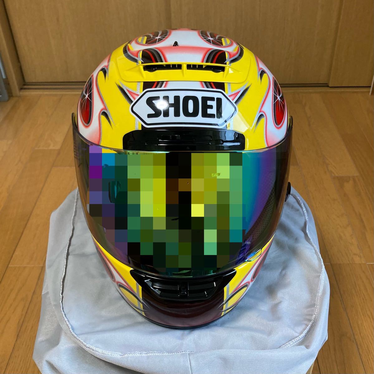 極美品 SHOEI X-Eleven M バーミューレン イエロー 煉獄さん 新品内装 ミラーシールド フレイム ファイヤー エックスイレブン X-11_画像6