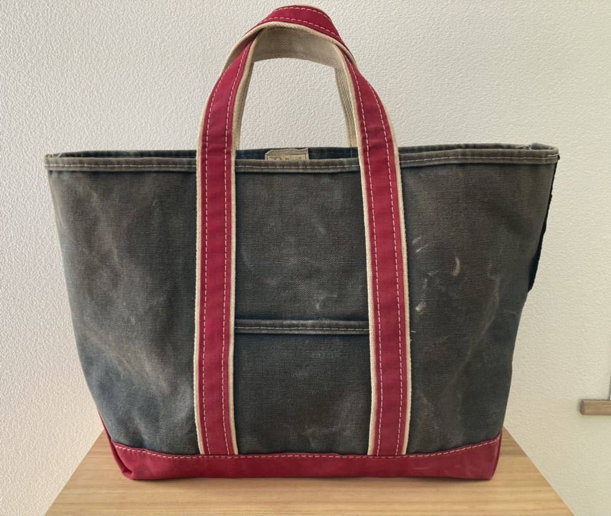 1980's L.L.Bean DELUXE BOAT AND TOTE LARGE MADE IN USAヴィンテージビンテージ エルエルビーンキャンバストートバッグ レッド ネイビー_画像2